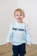 PRE ORDER Boys Custom French Knot Gingham Sweater Jogger Set | ETA to LBS: DECEMBER
