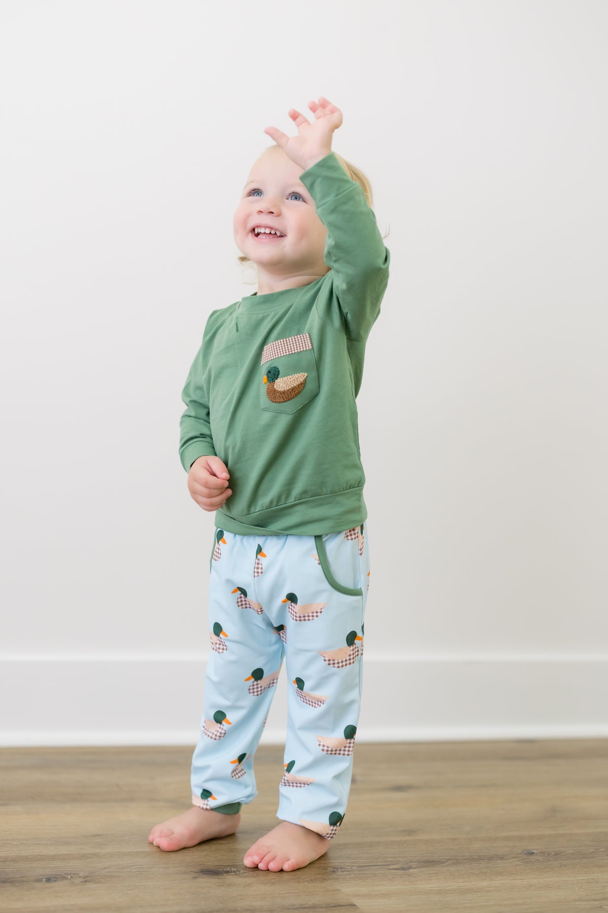 PRE ORDER Boys French Knot Gingham Mallards Jogger Set | ETA to LBS: DECEMBER