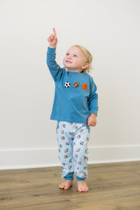 PRE ORDER Boys French Knot Sports Guy Long Romper | ETA to LBS: DECEMBER