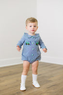 PRE ORDER Boys Smocked Gingham Tractors Bubble | ETA to LBS: DECEMBER