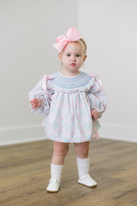 PRE ORDER Girls Smocked Little Bluebird Valentine Bloomer Set & Dress | ETA to LBS: DECEMBER