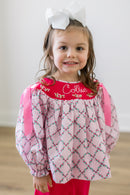 PRE ORDER Girls Custom Smock Blushing Trellis Ruffle Pant Set | ETA to LBS: DECEMBER