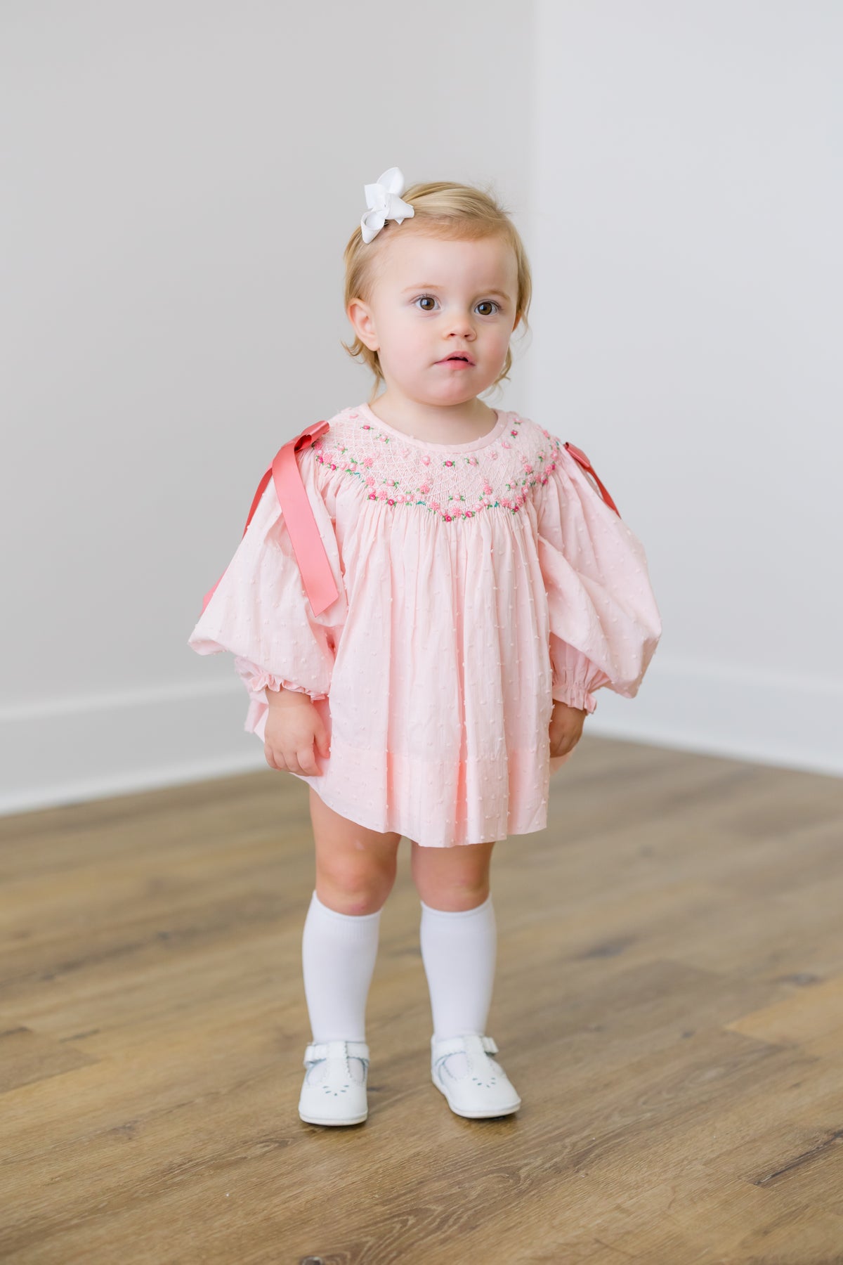 PRE ORDER Girls Smocked Swiss Dot Rose Garden Bloomer Set & Dress | ETA to LBS: DECEMBER