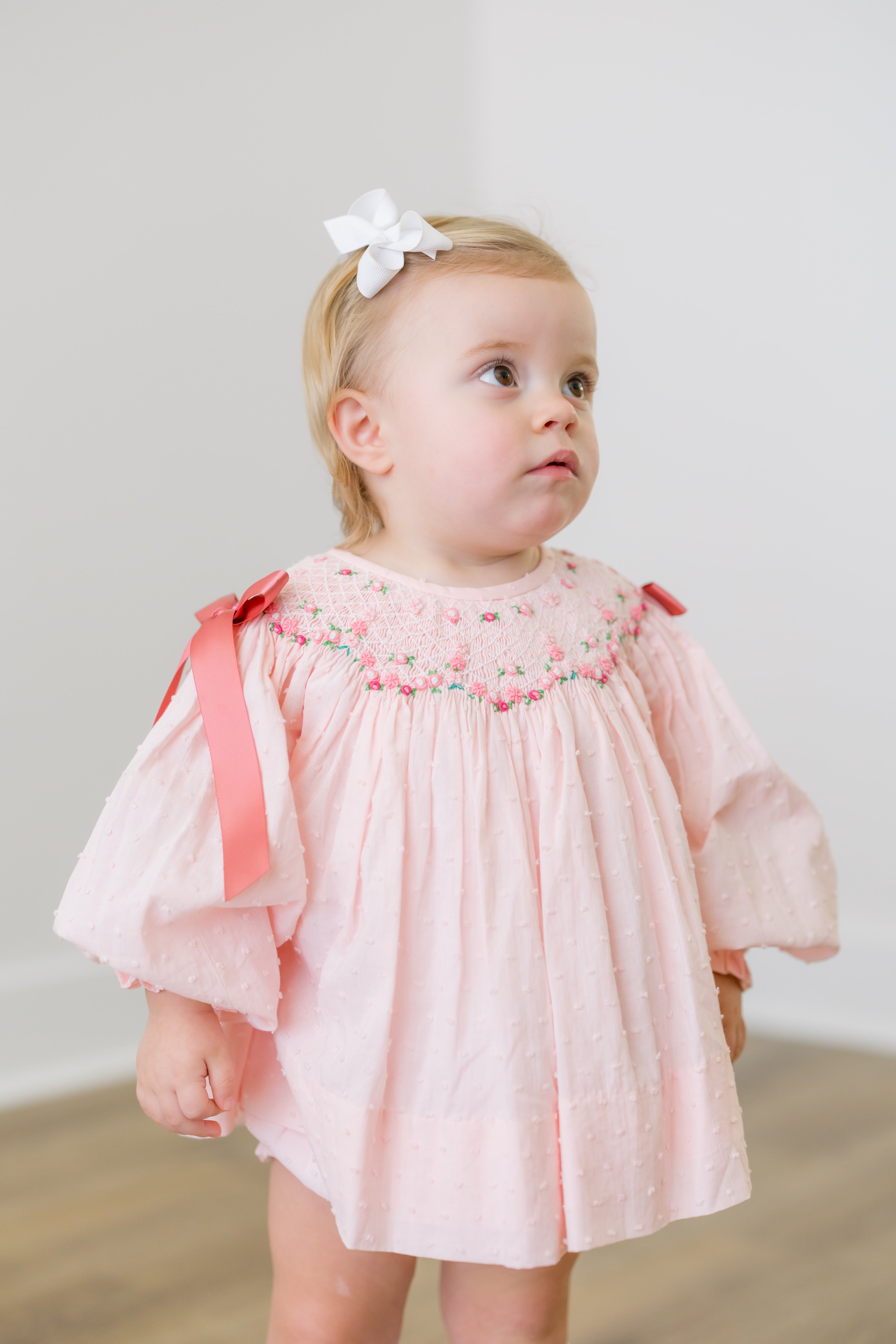 PRE ORDER Girls Smocked Swiss Dot Rose Garden Bloomer Set & Dress | ETA to LBS: DECEMBER