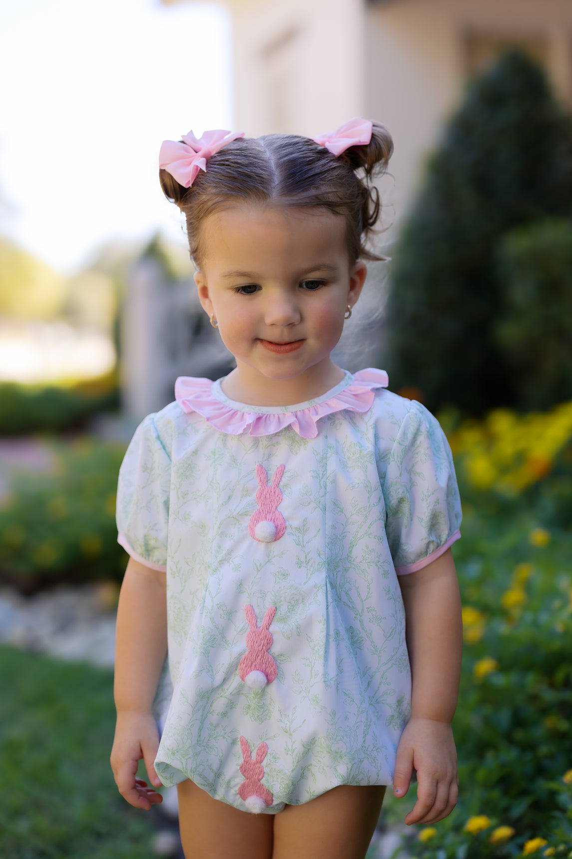 PRE ORDER Girls Hand Embroidered Bunny Meadow Dress & Bloomer Set | ETA to LBS: FEBRUARY