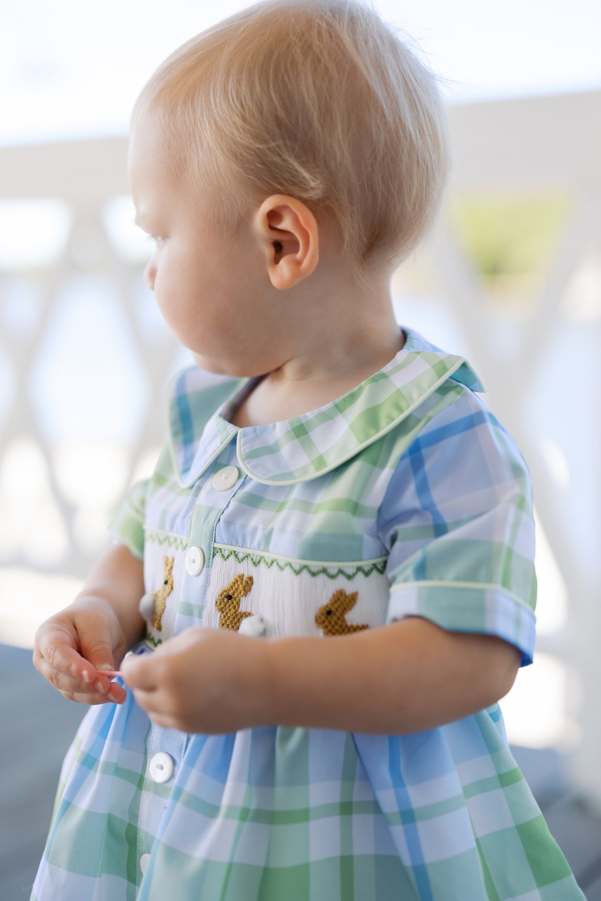 PRE ORDER Boys Smocked Here Comes Peter Cotton Tail Bubble | ETA to LBS: FEBRUARY