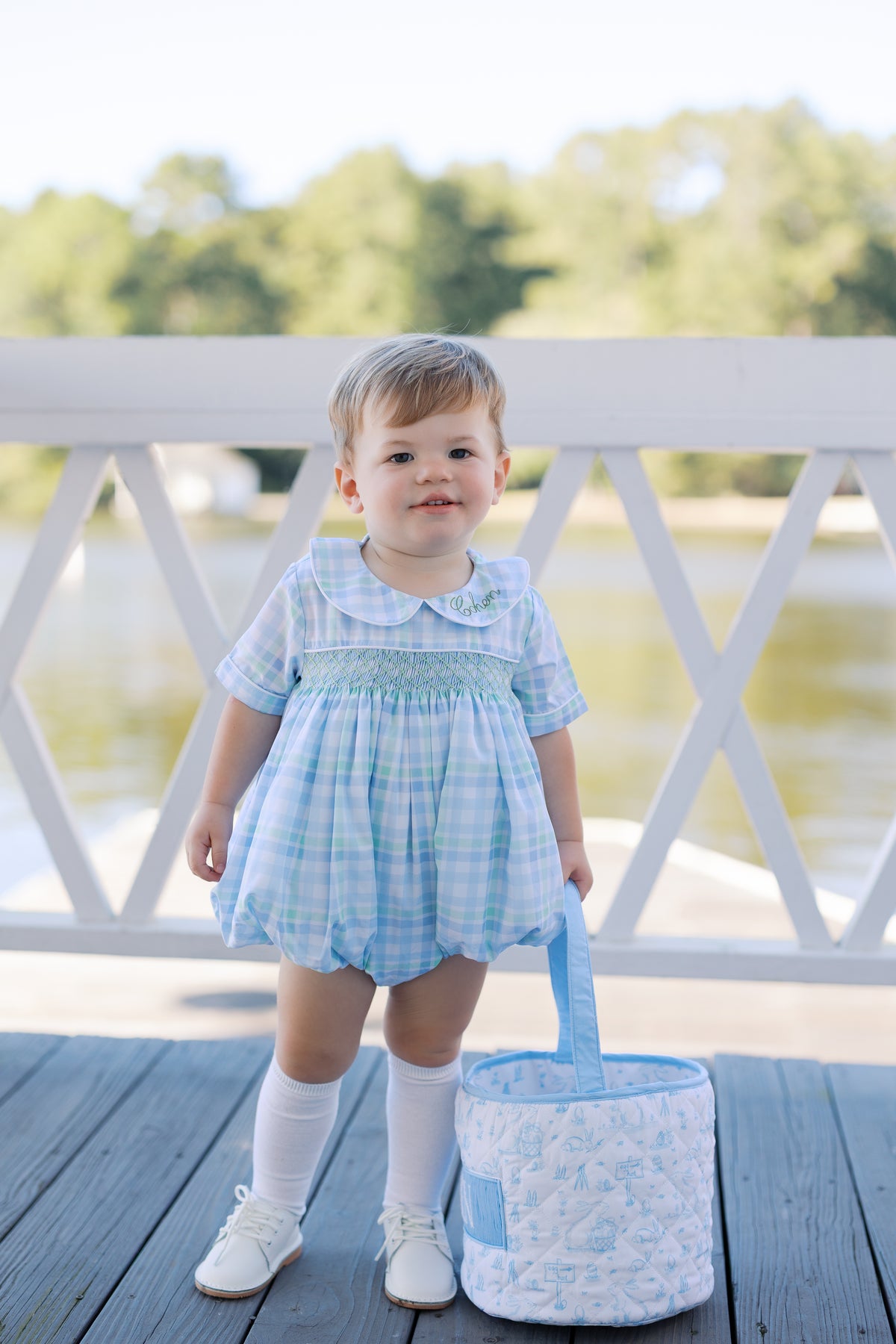 PRE ORDER Boys Smocked Mint & Blue Plaid Bubble | ETA to LBS: FEBRUARY