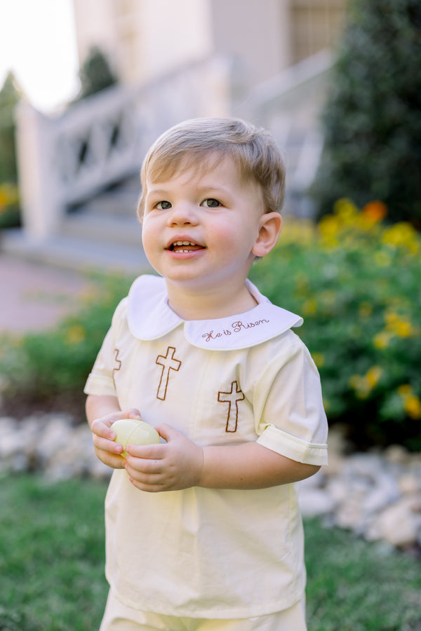 PRE ORDER Boys Embroidered He is Risen Heirloom Bubble | ETA to LBS: FEBRUARY