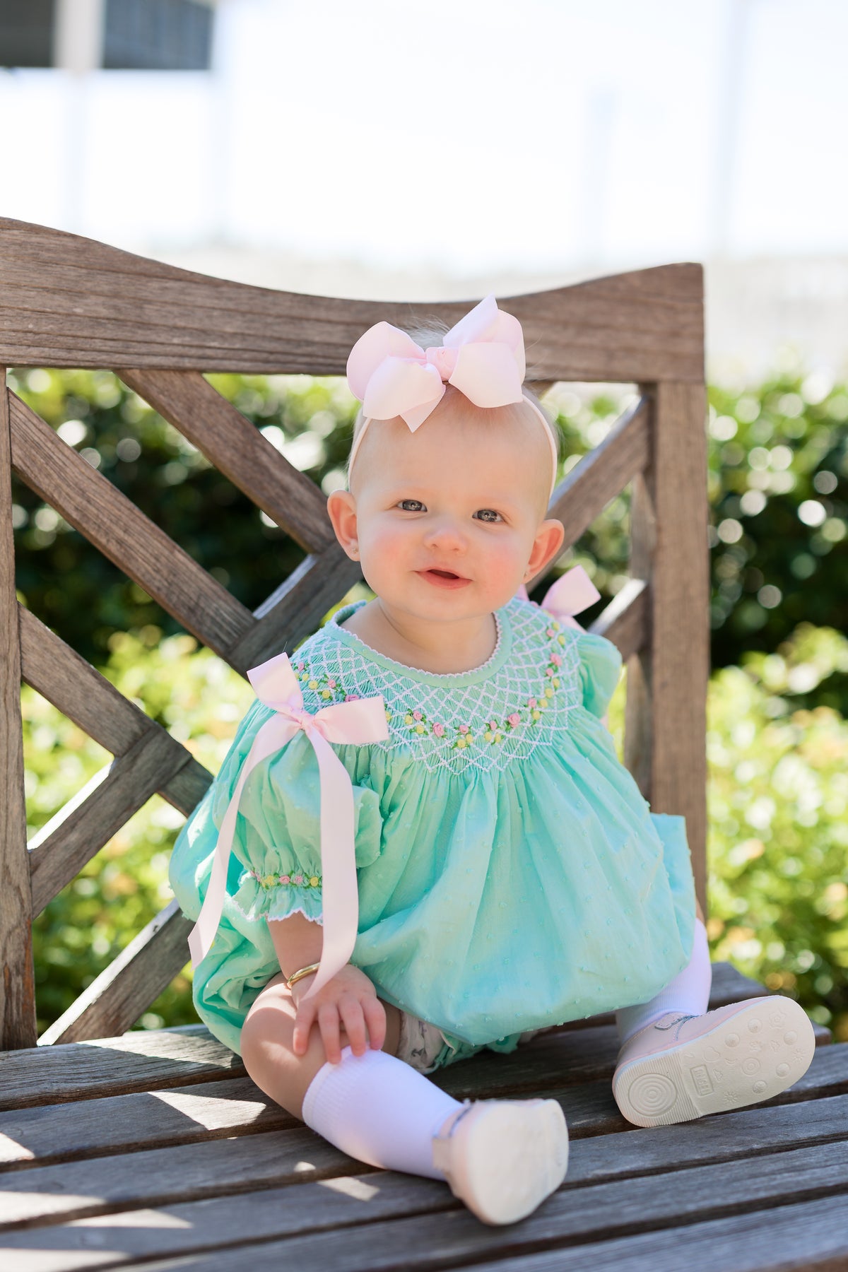 PRE ORDER Girls Smocked Mint Heirloom Garden Bloomer Set & Dress | ETA to LBS: FEBRUARY