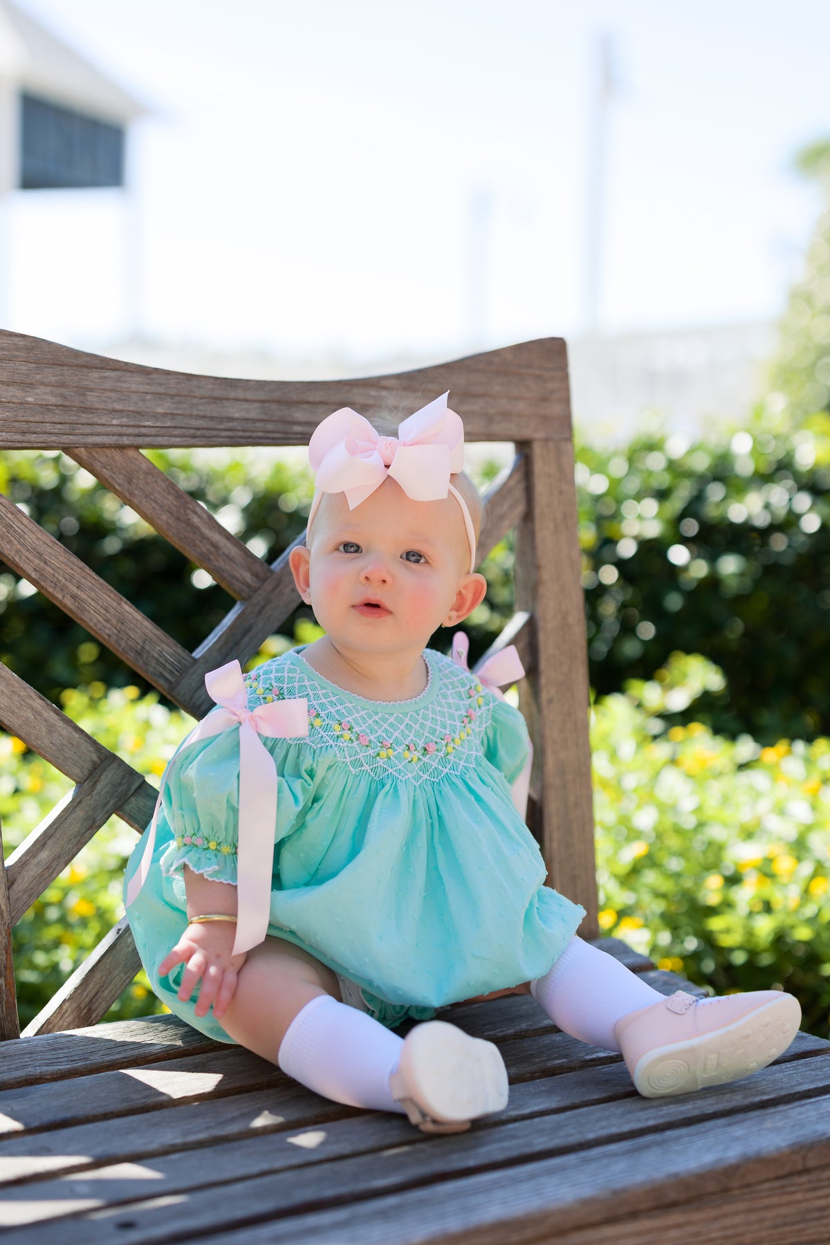 PRE ORDER Girls Smocked Mint Heirloom Garden Bubble | ETA to LBS: FEBRUARY