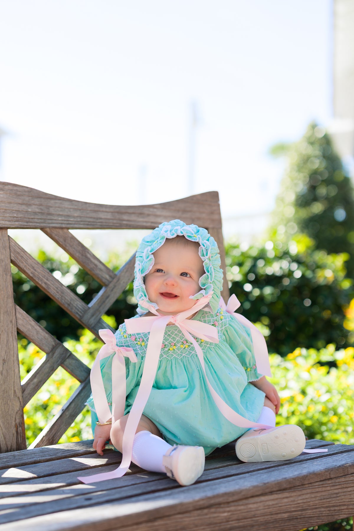 PRE ORDER Girls Smocked Mint Heirloom Garden Bubble | ETA to LBS: FEBRUARY