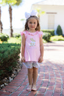 PRE ORDER Girls Appliqué Sweet Springtime Bunny Ruffle Short Set | ETA to LBS: FEBRUARY