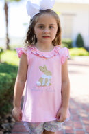 PRE ORDER Girls Appliqué Sweet Springtime Bunny Ruffle Short Set | ETA to LBS: FEBRUARY