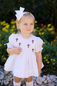 PRE ORDER Girls Smocked & Bullion Stitch Lead Me to the Cross Bloomer Set & Dress | ETA to LBS: FEBRUARY