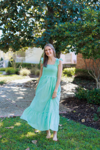 PRE ORDER Women’s Smocked Mint Swiss Dot Maxi Dress | ETA to LBS: FEBRUARY