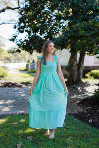 PRE ORDER Women’s Smocked Mint Swiss Dot Maxi Dress | ETA to LBS: FEBRUARY