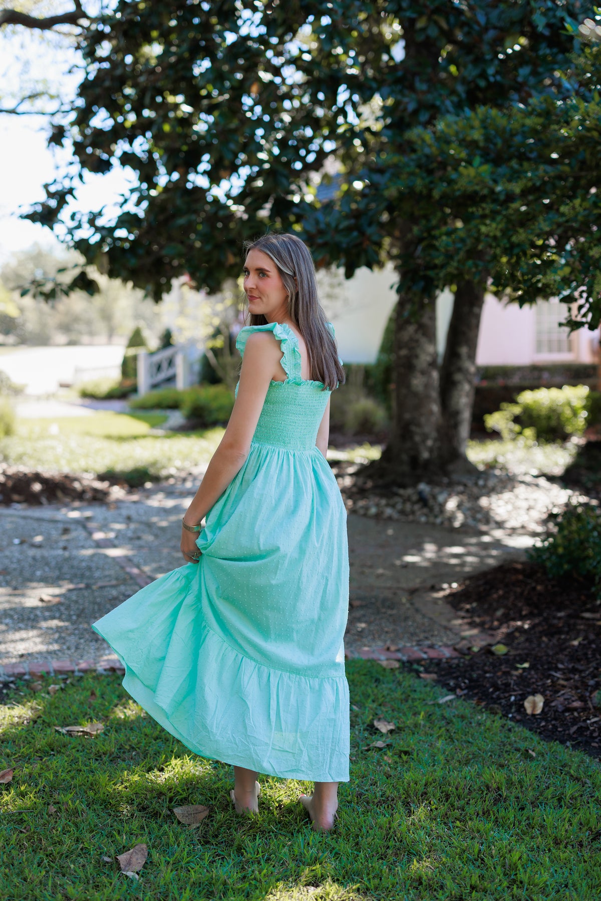 PRE ORDER Women’s Smocked Mint Swiss Dot Maxi Dress | ETA to LBS: FEBRUARY