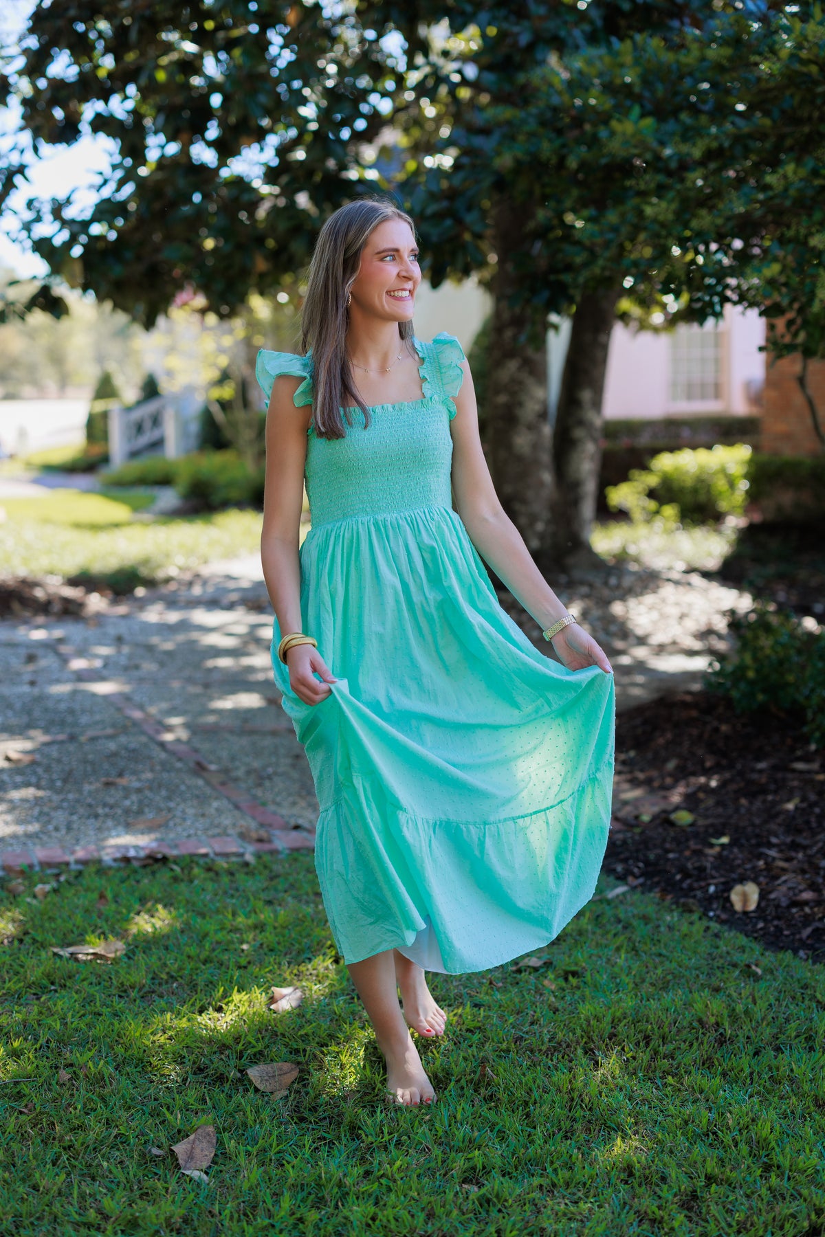 PRE ORDER Women’s Smocked Mint Swiss Dot Maxi Dress | ETA to LBS: FEBRUARY