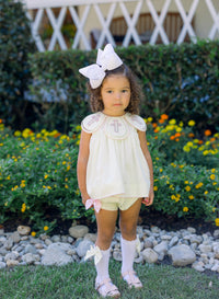 PRE ORDER Girls Bullion Stitch Rosette Crosses Bloomer Set & Dress | ETA to LBS: FEBRUARY