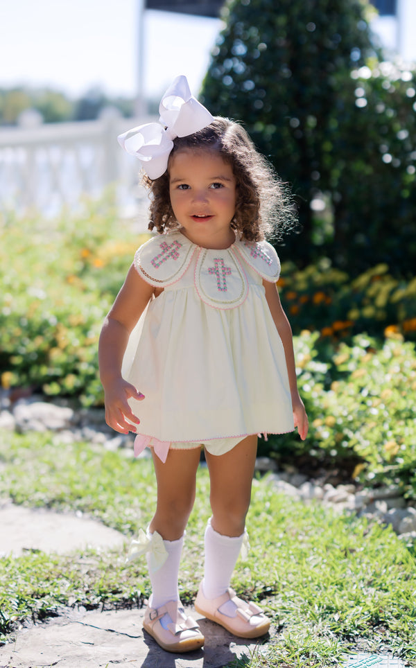 PRE ORDER Girls Bullion Stitch Rosette Crosses Bubble | ETA to LBS: JANUARY