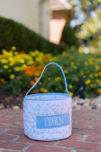 PRE ORDER Boys Custom Smock Bunny Toile Easter Basket | ETA to LBS: FEBRUARY
