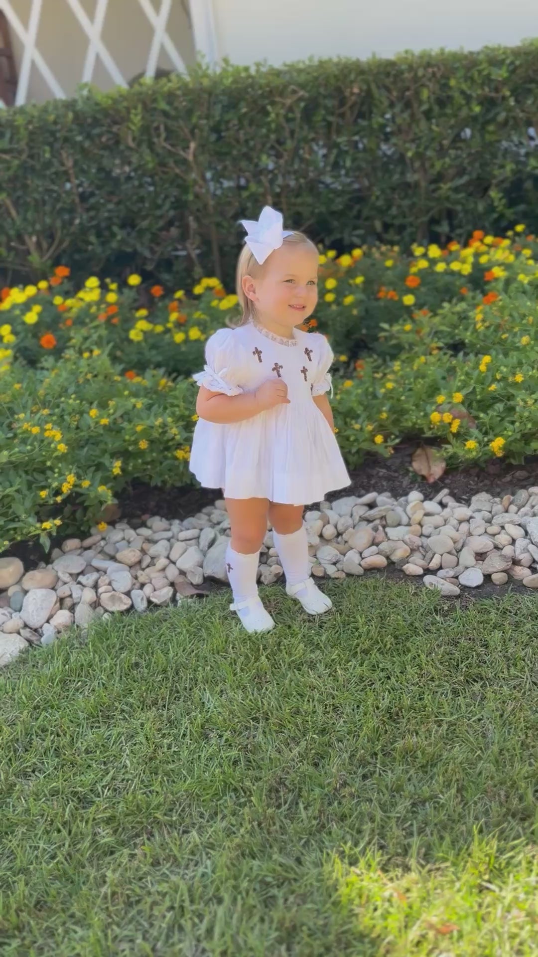 PRE ORDER Girls Smocked & Bullion Stitch Lead Me to the Cross Bloomer Set & Dress | ETA to LBS: FEBRUARY